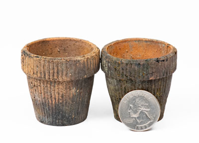 Rare Pair of Miniature Stoneware Flowerpots, attrib. J. Swank, Johnstown, PA