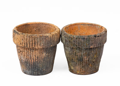 Rare Pair of Miniature Stoneware Flowerpots, attrib. J. Swank, Johnstown, PA