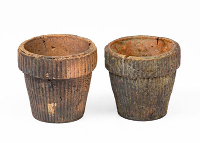 Rare Pair of Miniature Stoneware Flowerpots, attrib. J. Swank, Johnstown, PA