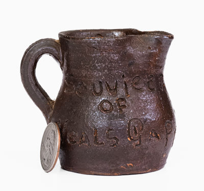 Miniature Neal's Gap, GA Stoneware Souvenir Pitcher attrib. Arie Meaders, Cleveland, GA, c1960