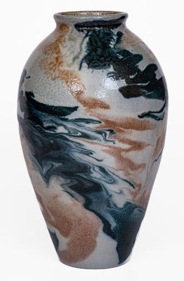 Swirl-Glazed Stoneware Vase, attrib. C.B. Masten at the Auman Pottery, Seagrove, NC, c1930