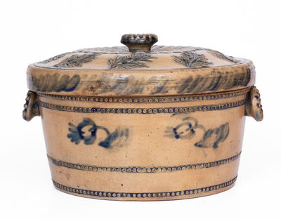 Outstanding Lidded Stoneware Cake Crock, 