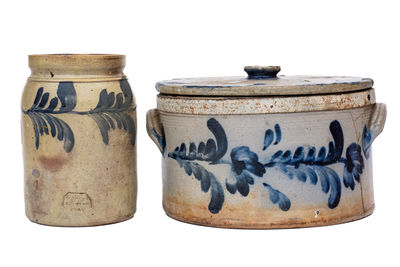 Two Pieces of Cobalt-Decorated Stoneware, attrib. Remmey Pottery, Philadelphia, PA