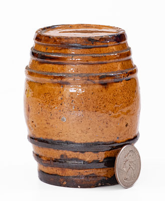 Extremely Rare Adam B. Pfaltzgraff / York, PA Redware Barrel-Form Bank