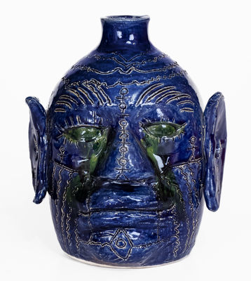 Rare Blue-Glazed Edwin Meaders Face 