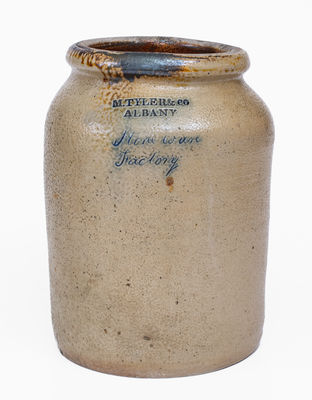 Very Rare M. TYLER & CO. / ALBANY Stoneware Jar Inscribed 