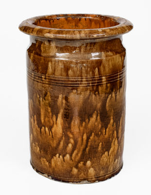 Glazed American Redware Jar w/ Rockingham-Type Glaze, 19th century