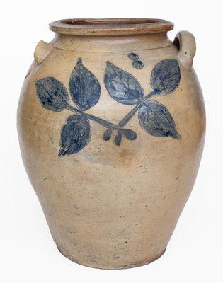 8 Gal. Ohio Stoneware Jar w/ Elaborate Incised Leaf Decoration