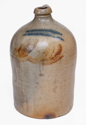 Rare M. TYLER / ALBANY, NY Stoneware Jug w/ Brushed and Incised Decoration, Inscribed 