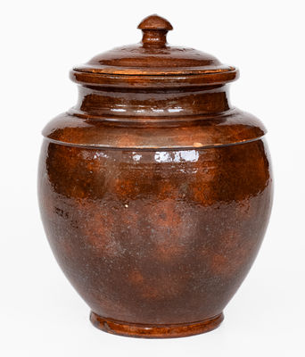 Very Rare Isaac Boyer, Adams County, PA, 1848 Lidded Redware Presentation Jar