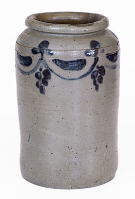 Attrib. Henry Remmey, Philadelphia, PA Stoneware Jar w/ Swag Decoration, c1830 