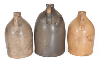 Lot of Three: BALLARDVALE, MASS. Stoneware Jugs w/ Floral Decoration