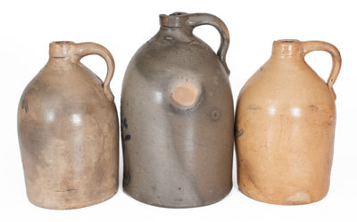 Lot of Three: BALLARDVALE, MASS. Stoneware Jugs w/ Floral Decoration