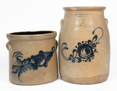 Lot of Two: Stoneware Vessels incl J. S. TAFT / KEENE, NH Churn