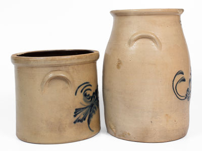Lot of Two: Stoneware Vessels incl J. S. TAFT / KEENE, NH Churn