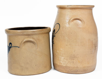 Lot of Two: Stoneware Vessels incl J. S. TAFT / KEENE, NH Churn