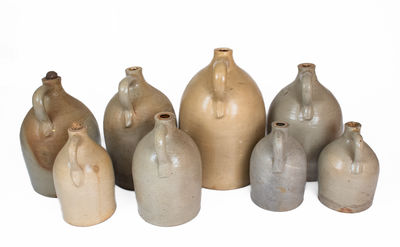 Lot of Eight: Stoneware Jugs with Impressed BOSTON Advertising