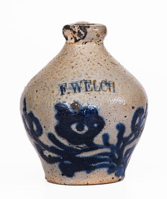 Rare Miniature NY State Stoneware Jug Stamped Twice, F. WELCH
