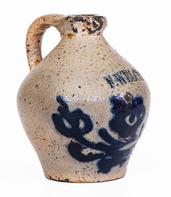 Rare Miniature NY State Stoneware Jug Stamped Twice, F. WELCH