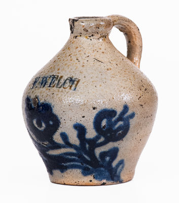 Rare Miniature NY State Stoneware Jug Stamped Twice, F. WELCH
