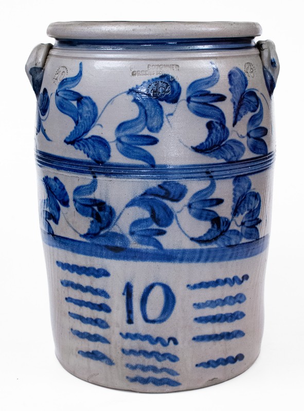 10 Gal. BOUGHNER / GREENSBORO, PA Stoneware Jar with Elaborate Freehand Decoration