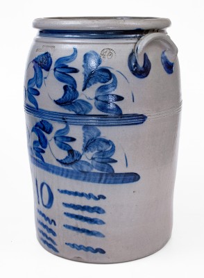 10 Gal. BOUGHNER / GREENSBORO, PA Stoneware Jar with Elaborate Freehand Decoration