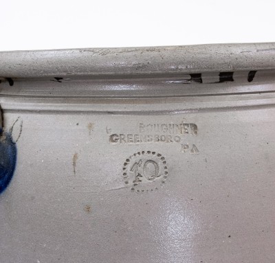 10 Gal. BOUGHNER / GREENSBORO, PA Stoneware Jar with Elaborate Freehand Decoration