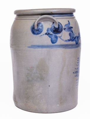 Scarce 5 Gal. BOUGHNER / GREENSBORO, PA Stoneware Jar w/ Freehand Floral Decoration