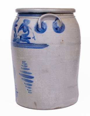 Scarce 5 Gal. BOUGHNER / GREENSBORO, PA Stoneware Jar w/ Freehand Floral Decoration