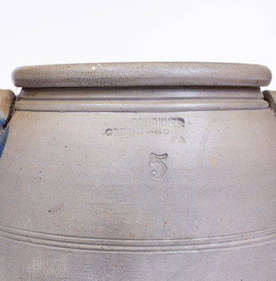 Scarce 5 Gal. BOUGHNER / GREENSBORO, PA Stoneware Jar w/ Freehand Floral Decoration