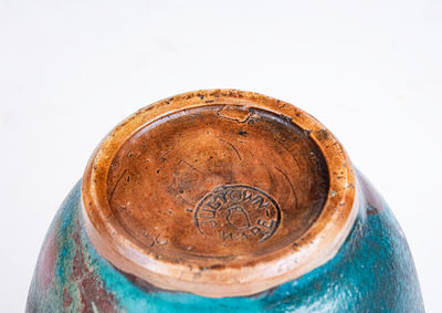 JUGTOWN WARE, Moore County, North Carolina Pottery Vase w/ Chinese Blue Glaze, c1930