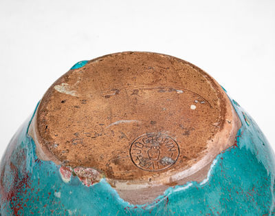 JUGTOWN WARE, Moore County, NC Pottery Vase w/ Chinese Blue Glaze, c1930