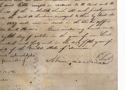 Extremely Rare 1840 Deed Conveying Pottersville Stoneware Manufactory from Abner Landrum to Jasper Gibbs