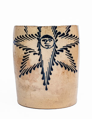 Partial Stoneware Churn w/ Starface Decoration, attrib. T. Harrington, Lyons, NY