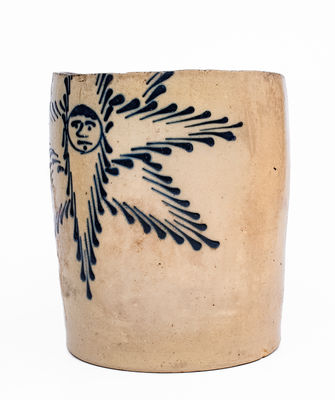 Partial Stoneware Churn w/ Starface Decoration, attrib. T. Harrington, Lyons, NY