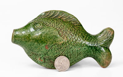 Rare and Fine Moravian Redware Fish Bottle, Salem, North Carolina c1801-29
