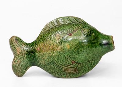 Moravian Redware Fish Bottle, Salem, North Carolina origin, c1801-1829