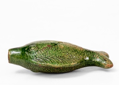 Moravian Redware Fish Bottle, Salem, North Carolina origin, c1801-1829