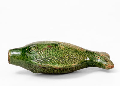 Rare and Fine Moravian Redware Fish Bottle, Salem, North Carolina c1801-29