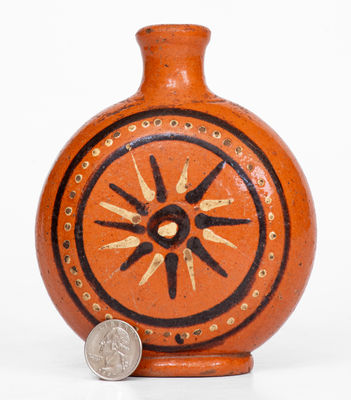 Exceedingly Rare and Important Alamance County, NC Redware Flask, Loy / Albright Families, late 18th century