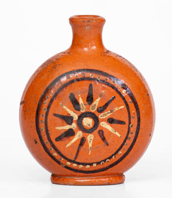 Exceedingly Rare and Important Alamance County, NC Redware Flask, Loy / Albright Families, late 18th century