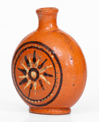 Exceedingly Rare and Important Alamance County, NC Redware Flask, Loy / Albright Families, late 18th century