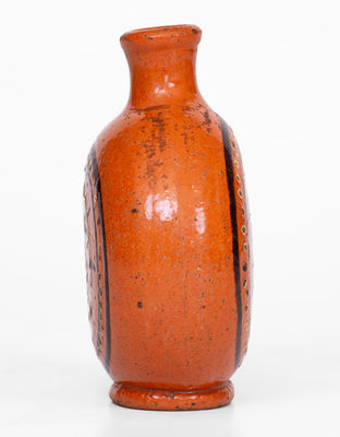 Exceedingly Rare and Important Alamance County, NC Redware Flask, Loy / Albright Families, late 18th century