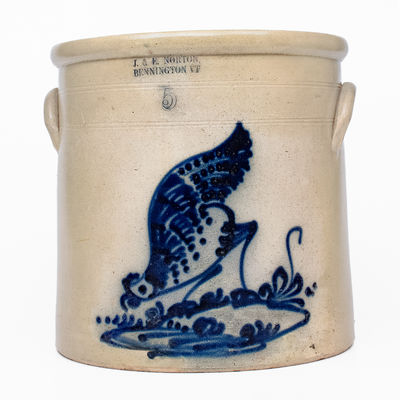 5 Gal. J. & E. NORTON / BENNINGTON, VT Pecking Chicken Crock