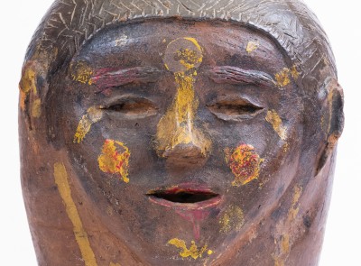 Unusual Southern Stoneware Face Jug with Painted Face