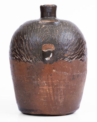 Exceedingly Rare Painted Stoneware Face Jug attrib. Hewell Family, Gillsville, GA, c1920