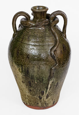 Fine Large B. B. CRAIG / VALE, NC Double-Handled Stoneware Snake Jug