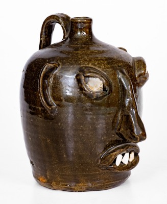 Exceedingly Rare Cheever Meaders, Cleveland, GA Stoneware Face Jug, second quarter 20th century