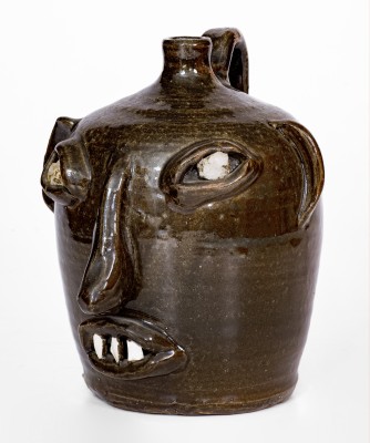 Exceedingly Rare Cheever Meaders, Cleveland, GA Stoneware Face Jug, second quarter 20th century