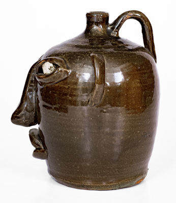 Exceedingly Rare and Important att. Cheever Meaders, Cleveland, GA Stoneware Face Jug, mid 20th century